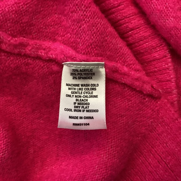 Crown & Ivy Women's Pink Black Trim V-Neck Button Cardigan Sweater Size L - Picture 5 of 5